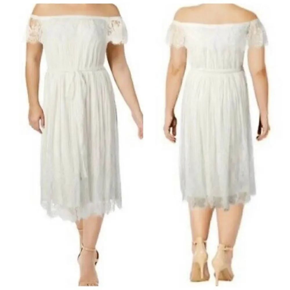 City Chic Lace Off Shoulder White Dress Size XL/22